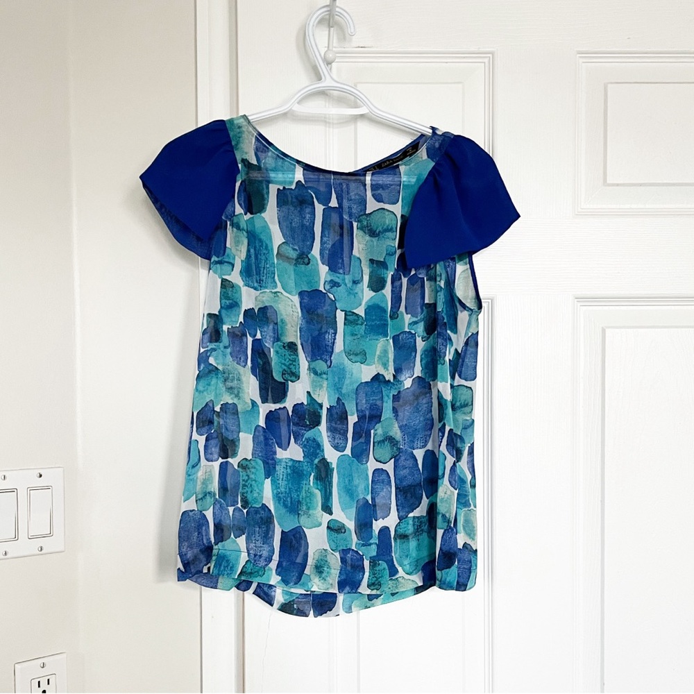 Zara Printed Short Sleeve Chiffon Blouse